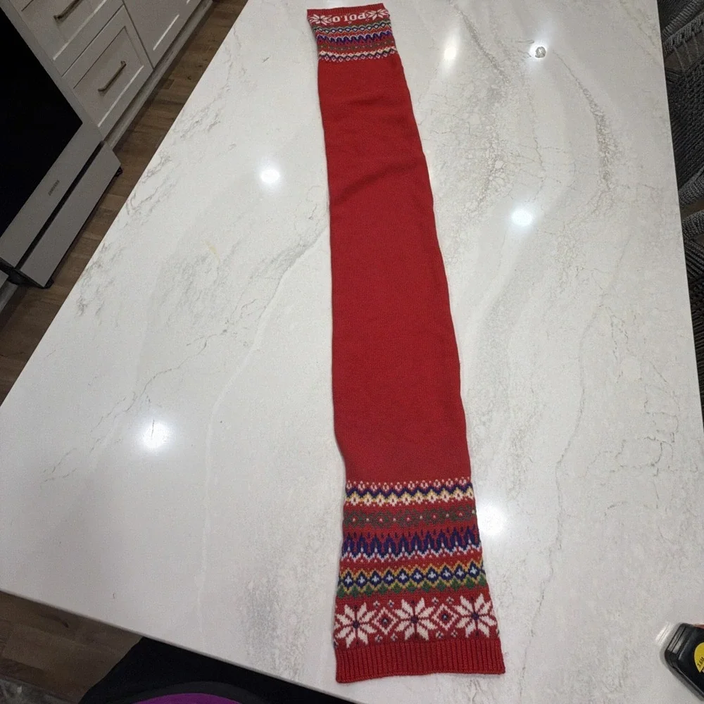 Polo Ralph Lauren Kids 4-7 Scarf Red Yellow 100% COTTON 132 CM Authentic